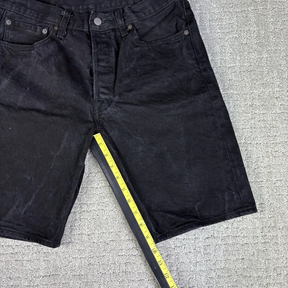 Levi's 501 Denim Shorts Mens W32 Black Faded Wash Button Fly Irregular Tag